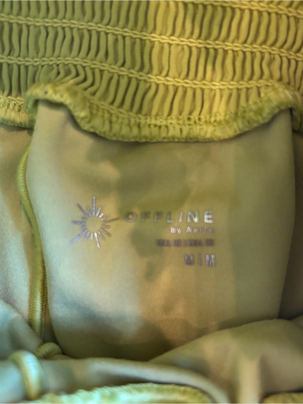 Offline by Aerie High-Waist Smocked Neon Lime Running Shorts | Green | Size M - Picture 2 of 6